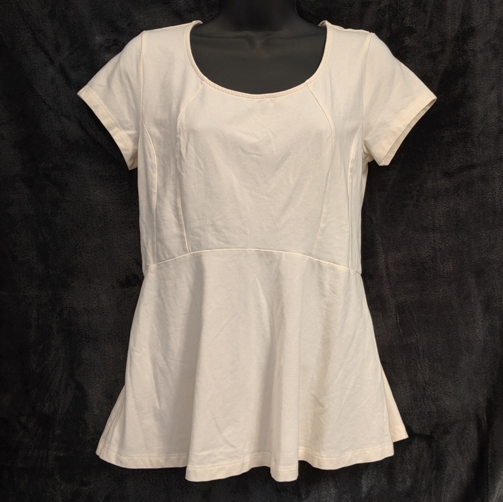 Isaac Mizrahi Live Cream Peplum Top